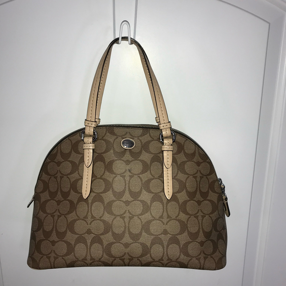 Coach Peyton Coated Canvas & Leather Satchel Bag EUC - Picture 1 of 9